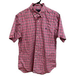 Ralph Lauren Mens Madras Plaid Button Down Shirt L Short Sleeve Preppy Heritage